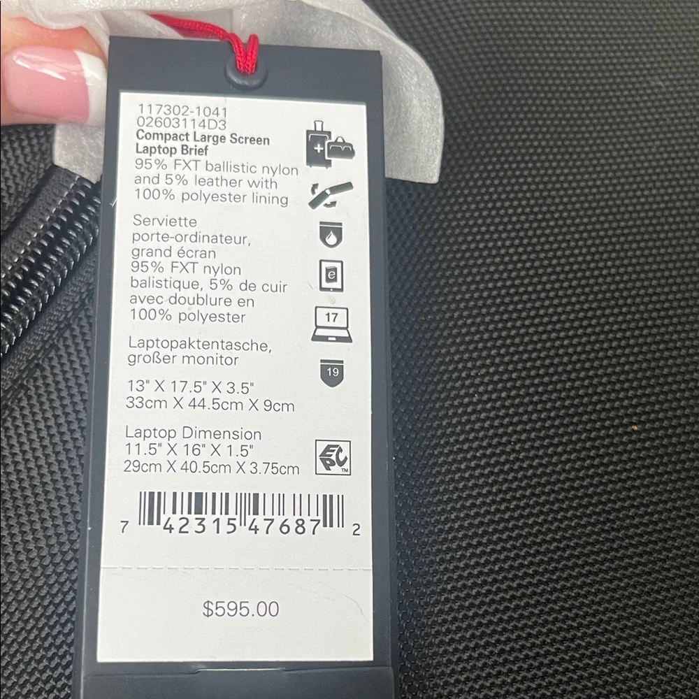Tumi Black Compact Large Screen Laptop Brief Bag